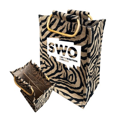 Zebra Print Six Bottles Wine Bag