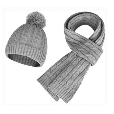 Women Winter Knitted Hat and Scarf Set