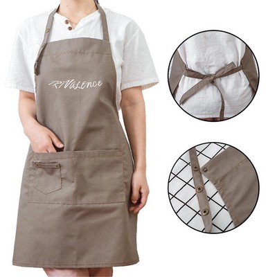 Polyester Cotton Aprons w/ Embroidery Logo & Pockets