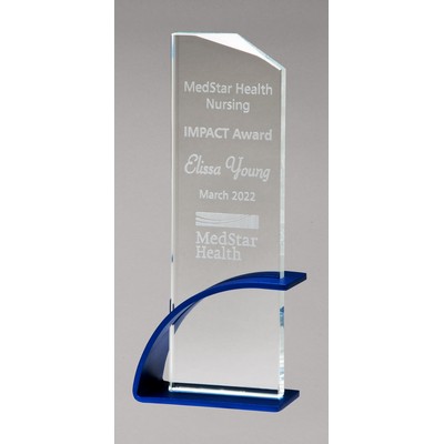 Contemporary Clear Glass Award Featuring Arched Base with Matte Metallic Finish (3.875 x 9.375)