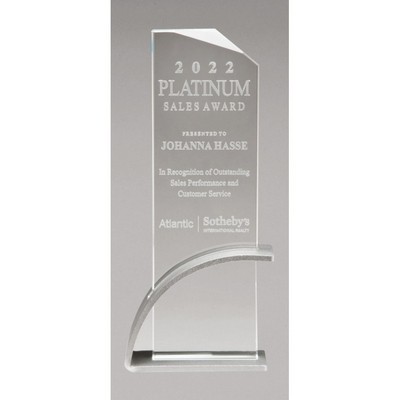 Wellton Glass Award with Silver Base, 10.125"H