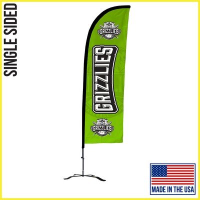 10ft Single Sided Premium Straight Flag with Black X Base - Made in the USA