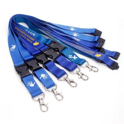 3/4 x 36 Polyester Silkscreen Lanyard with Safety Breakaway and Buckle Release