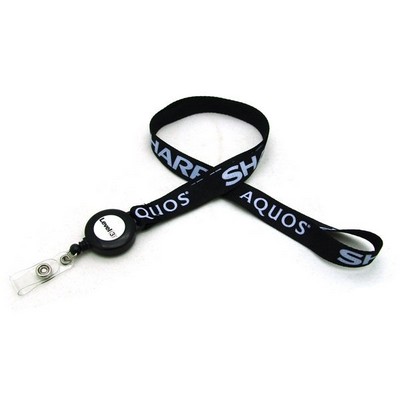 3/4 x 36 Polyester Silkscreen Lanyard with Retractable Reel