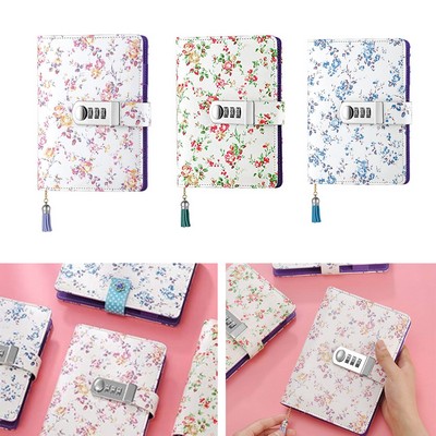 7.3 x 5.3 inch PU Leather Combination Locked Diary Journal Notebook