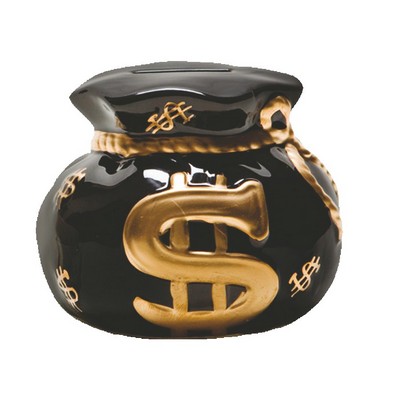 Custom Ceramic Black Money Bag Bank