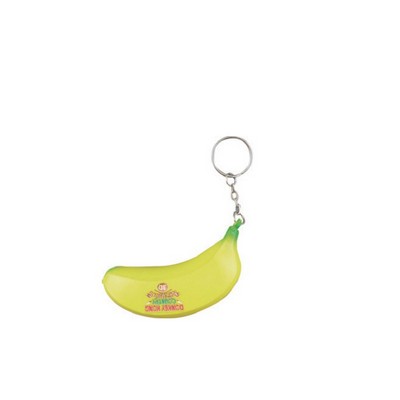 Foam Banana Shaped Stress Reliever w/Keychain