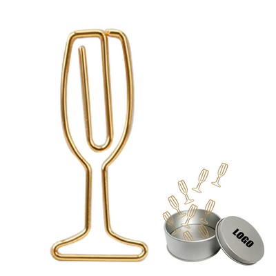 Champagne Glass Paper Clips in Tin Box