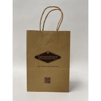 Digitally Printed Natural Kraft Rec Shopping Bag (5.3"x3.5"x8.5)