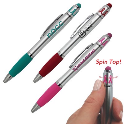 Ribbon Spin Top Pen w/Stylus