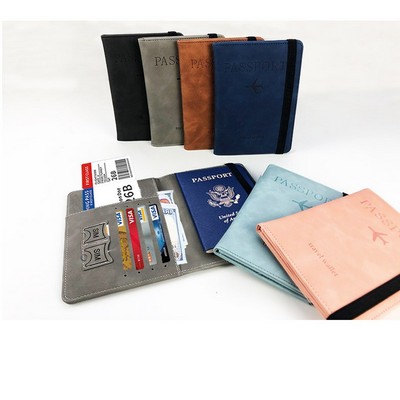 RFID Leather Passport Travel Wallet