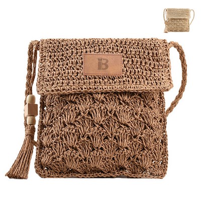 Jute Stylish vintage tassel woven shoulder bag