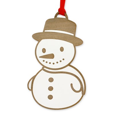 White Wood Snowman Ornament