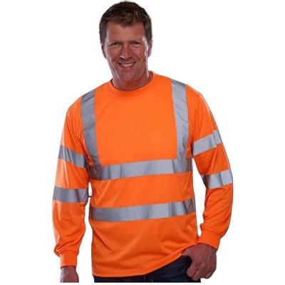 Hi Vis Class 3 - 3.8 oz. Polyester Odor Reducing Double Band Reflective Tape Safety T-Shirt