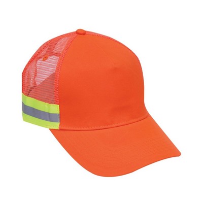 Hi Vis Two Tone Reflective Tape Cap Mesh Back Safety Baseball Hat