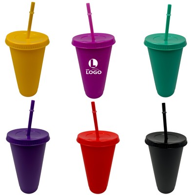 24oz Wall Water Cup with Lid and Straw