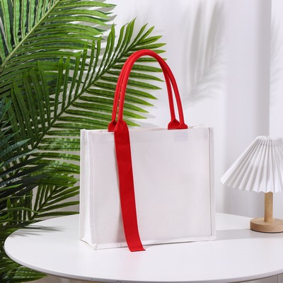 Thickened Canvas Bag With Fluttering Ribbon