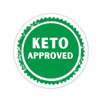 Stock Sticker Circle preprinted with "Keto Approved" (1 1/2" diameter)