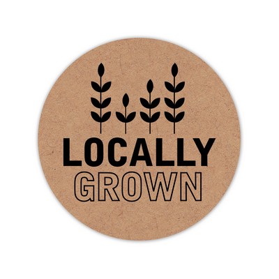 Stock Sticker Circle preprinted with "Locally Grown" (1 1/2" diameter)