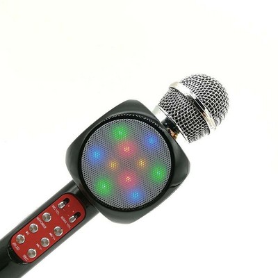 Wireless Mini Karaoke Bluetooth Microphone w/LED Lights & Built In Speaker