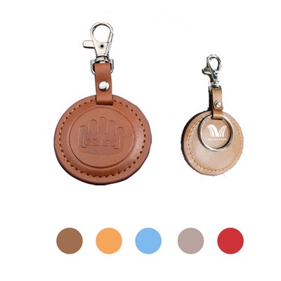 Custom Round PU Leather Keychain