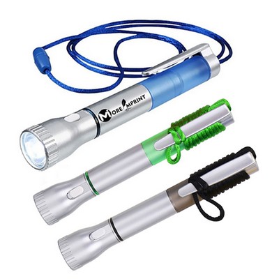 Flashlight with Pen and Lanyard