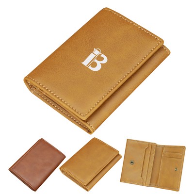 Small RFID Card Wallet Slim PU Leather Business