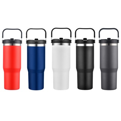 30oz. Vacuum Travel Mug with Carrier Handle