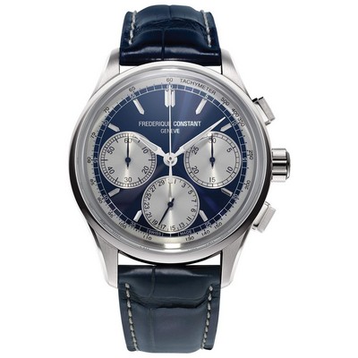 Frederique Constant® Men's FC Manufacture Blue Alligator Strap Watch w/Blue Dial