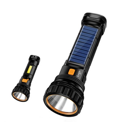 Led Solar Charging Strong Light Flashlight