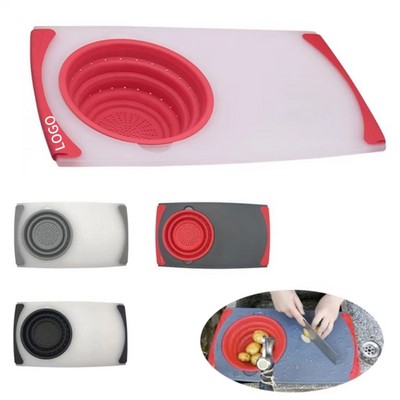 Collapsible Cutting Board with Colander