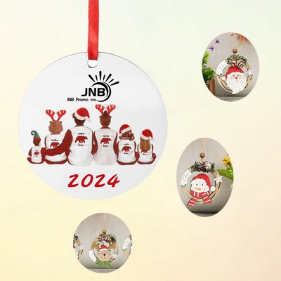 Christmas Round Wood Ornament