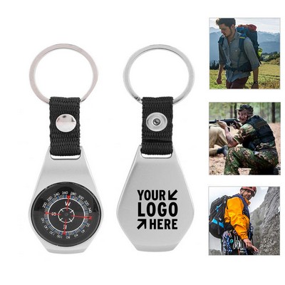 Handheld Alloy Compass With Key Chain