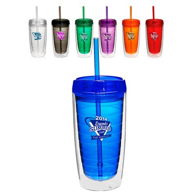 Double Wall Acrylic Tumblers With Straw - 16 oz