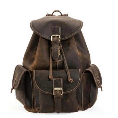 The Thorsen Small Handmade Full Grain Leather Backpack (14.6"x12.2"x5.1")