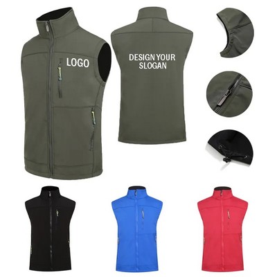 Windproof Lightweight Golf Vest Outerwear Softshell Sleeveless Jacket for Running