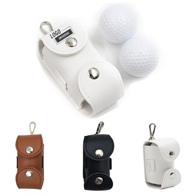 PU Leather Golf Ball Holder Tees Storage Waist Pouch