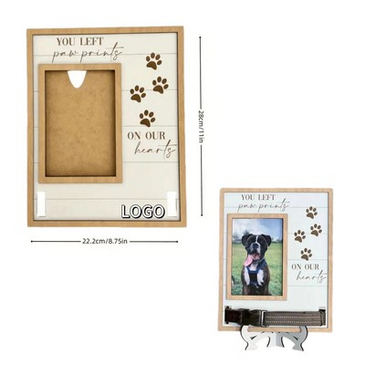 Dog Footprints Memorial Photo Frame with Collar