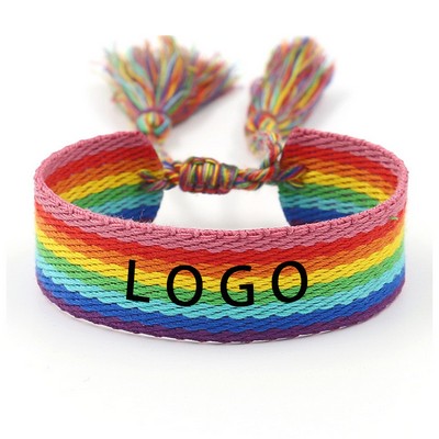 5"x3/4" Gay & Lesbian LGBT Pride Rainbow Woven Bracelets