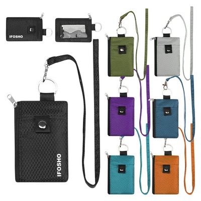 RFID Blocking Small Lanyard Wallet with ID Window