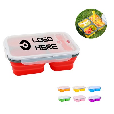 Three-Compartment Silicone Foldable Lunch Box