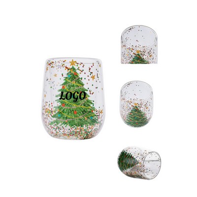 12oz Christmas Theme Cartoon Glass Cup