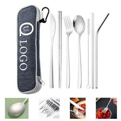 Fork Spoon Straw Knife And Chopsticks Tableware Set