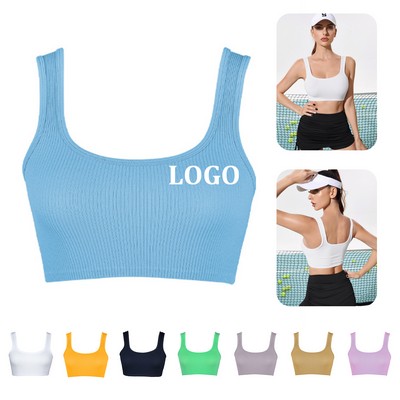 Womens Ribbed Longline Sports Bra