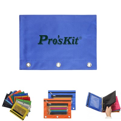 3 Ring Binder Zipper Pencil Pouches