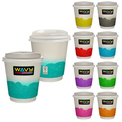 10 oz. Full Color Turbulent Waves Insulated Paper Cup With Lid