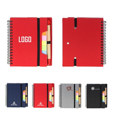 Spiral Notebook with Sticky Flags and Pen