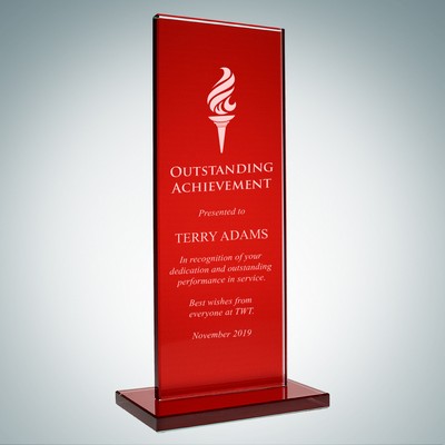 Red Glass Honorary Rectangular Award