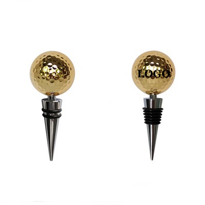 Golden Golf Ball Wine Stoppers