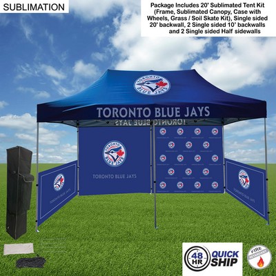 48 Hr Quick Ship - Full Tent Package 1, 20' Sublimated Tent, 2 10' backwalls, 2 half sidewalls